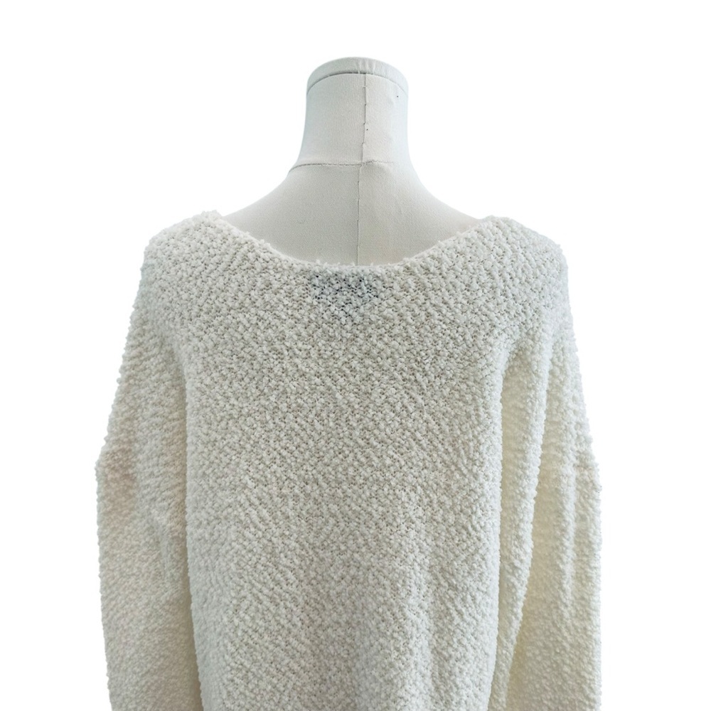 Women's Large Relaxed Ivory White Pullover Knit Cozy Winter Casual Soft Sweater - Picture 5 of 6